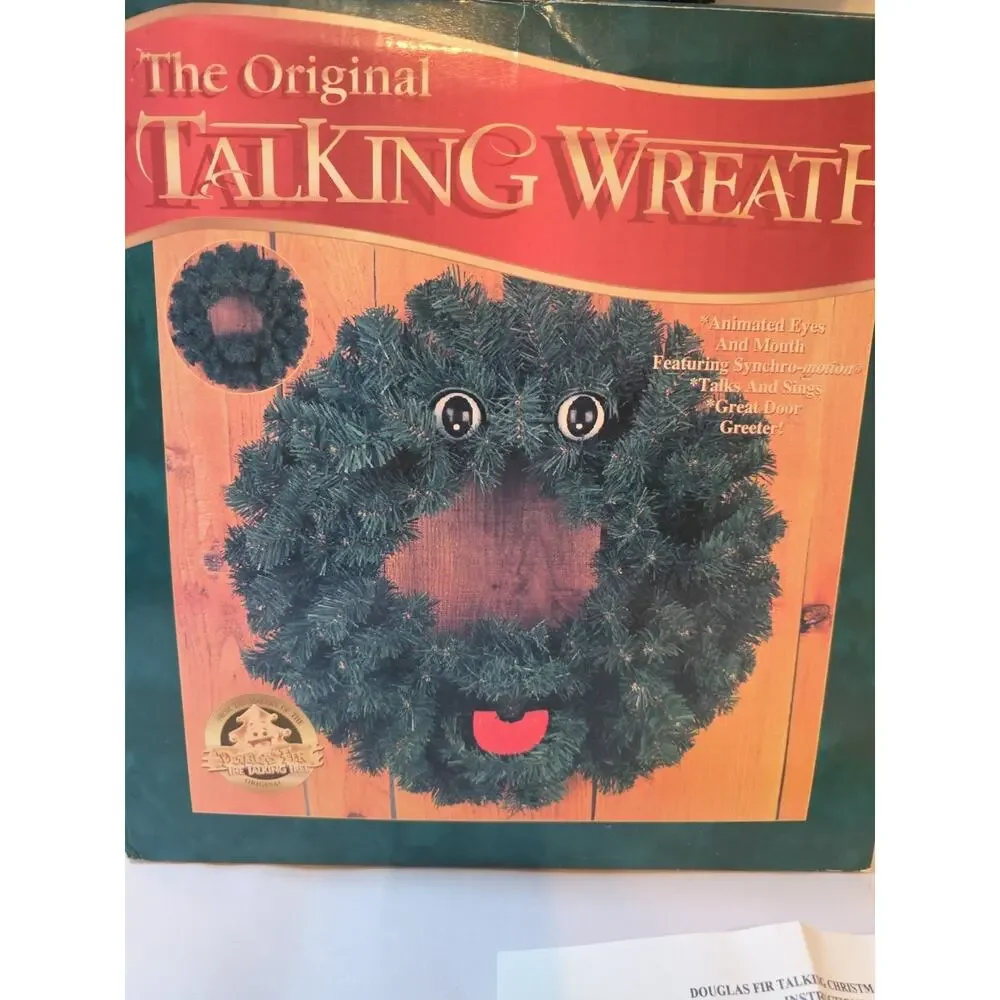 NOS Vintage Animated The Original Talking Christmas Wreath Gemmy 1997